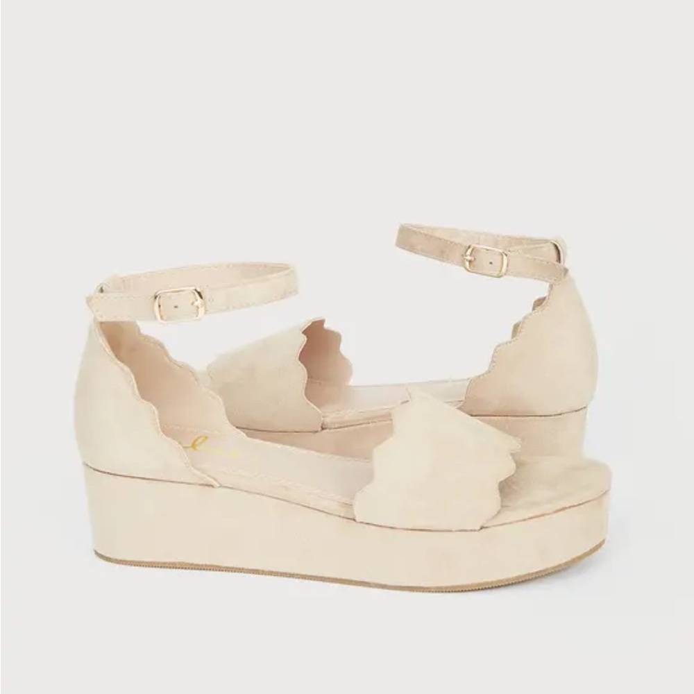 Elayna Light Nude Suede Flatform Ankle Strap Sandals